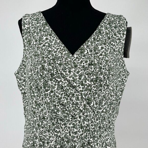 NWT LANDS END Dress Large Green White Floral Sleeveless Fit & Flare Garden Girl - Picture 4 of 16